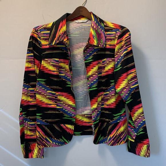 Erin London Jacket Full Zip Size S Bright Vibrant Geometric Pattern - Picture 4 of 9